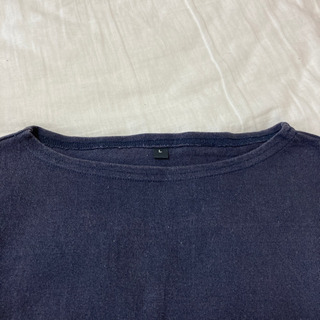 無印良品 長袖Tシャツ ボーダー 紺×白 Lの画像