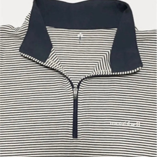 値下げしました！Mont-bell ボーダーロングスリーブジップシャツ Men's アイボリーの画像