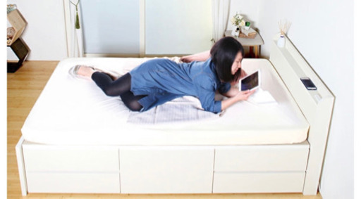 ☆☆大量収納のチェストベッド（引出し5杯 hmb-51）セミシングルck180-1ss[送料無料]【10P20Sep14】  (カラー:ホワイト 別売り　専用薄型マットレス:マットレスは要らない)