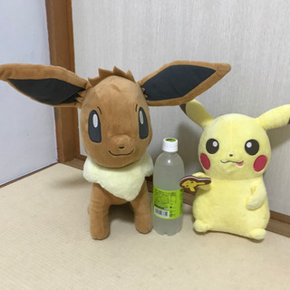 ピカチュウとイーブイのぬいぐるみ