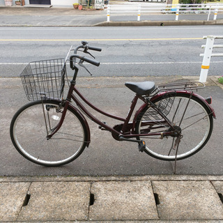 自転車☆ママチャリ☆スタンダードタイプ☆26インチ☆赤紫☆鍵あり...