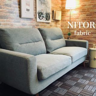 ☑️売約済み?配送無料 クリーニング済みニトリ肉厚系180cm fabricソファー3人掛けグレー✨＋エスハウス