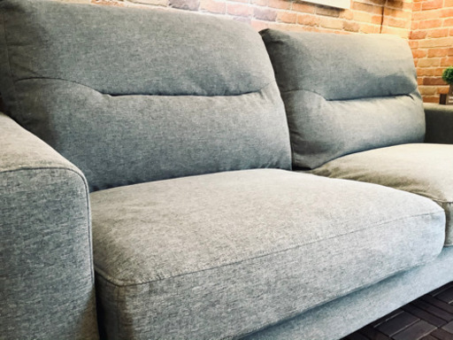 ☑️売約済み?配送無料 クリーニング済みニトリ肉厚系180cm fabricソファー3人掛けグレー✨＋エスハウス