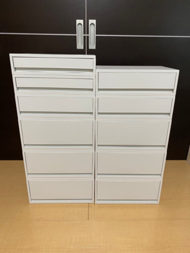 無印良品 ポリプロピレンケース引出式 横ワイド ホワイトグレー 11点