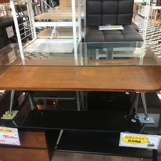 【リサイクルサービス八光　田上店】ブラウン　強化ガラス製ローテーブル