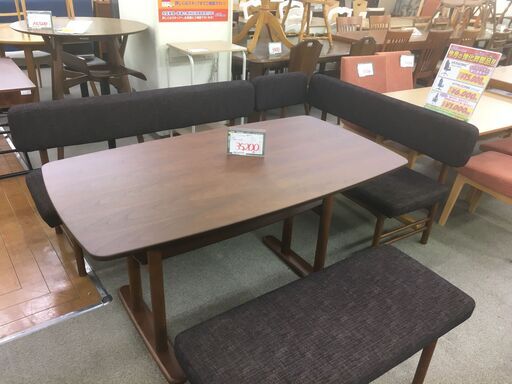 【ダイニングセット】家具の大丸 木製コーナーダイニングテーブルセット・ダイニング4点セット：ダークブラウン