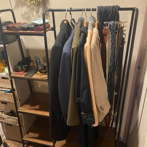 期間限定★棚付き洋服ラック/ 幅100cm 【取りに来て下さる方限定】