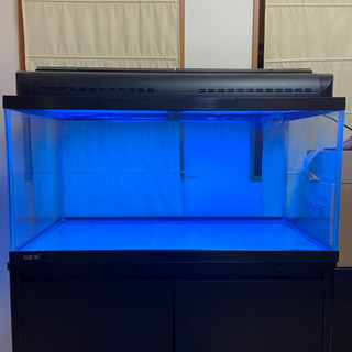 GEX90センチ水槽、コトブキ水槽台、上部フィルターポンプなし、GEX2灯
