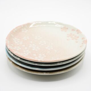 【中古】桜柄の平皿4色セットの画像
