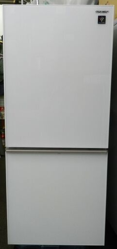 【配送・設置無料】美品 2019年製 シャープ/SHARP【 137L 2ドア プラズマクラスター搭載 つけかえどっちもドア・ガラスドア 】冷蔵庫 幅48cm クリアホワイト SJ-GD14E-W
