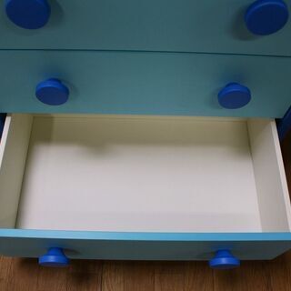 ｈイケア 子供用3段チェスト マンムット / MAMMUT （引き出し×3）ライトブルー／ブルー IKEA 収納家具 店頭引取大歓迎♪ R3481)の画像