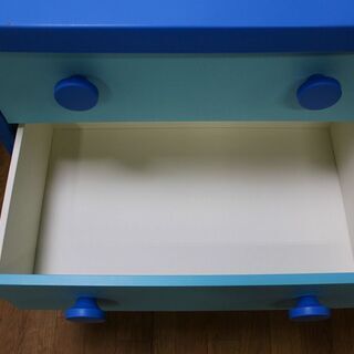 ｈイケア 子供用3段チェスト マンムット / MAMMUT （引き出し×3）ライトブルー／ブルー IKEA 収納家具 店頭引取大歓迎♪ R3481)の画像