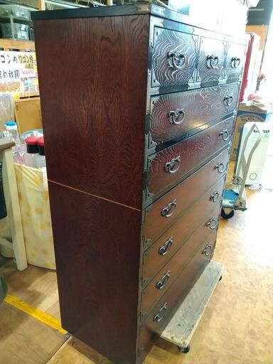 【愛品館市原店】民芸調7段チェスト　【管理IWK017770-104】