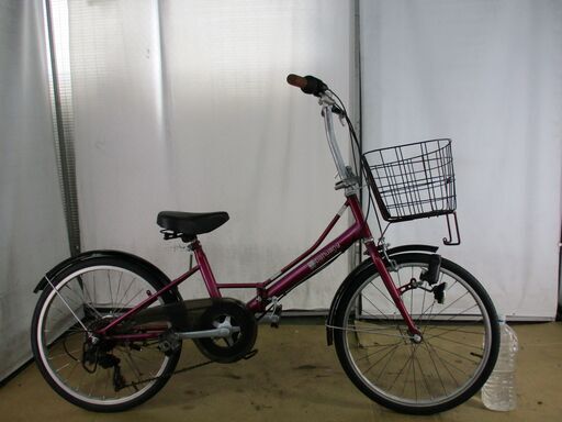 20インチ 折りたたみ自転車　ibahuang ワインレッド　6段　ライトカゴ付き　B292