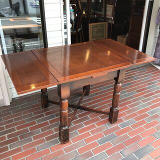 英国 ヴィンテージ ドローリーフテーブル ＆ ダイニングチェア 3点セット