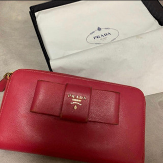 【保存箱一式付属】PRADA 長財布 ピンク リボン サフィアーノ