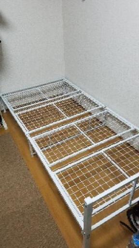 シングルベッド 白 マットなし