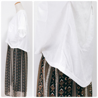 【定価 4,950 円】☆新品☆レイカズン  難あり エスニック柄ドッキングワンピース クロの画像