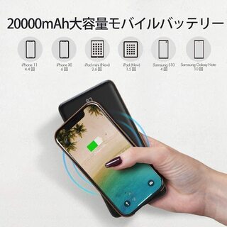 スマホ　モバイルバッテリー 20000mAh Qi ワイヤレス充電対応　LCD残量表示　新品未使用未開封の画像