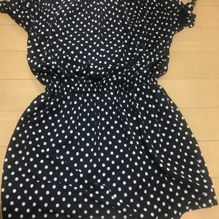 水玉ドット　ミニ　ワンピース　ネイビー　Mサイズ