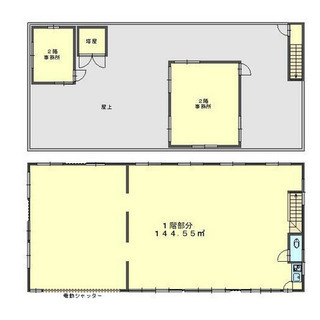 ★貸店舗・事務所★平成５年築　２階建て倉庫事務所　延床約５３坪　...