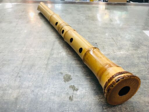 容山作 尺八 48cm 1印 藤巻き銀三線