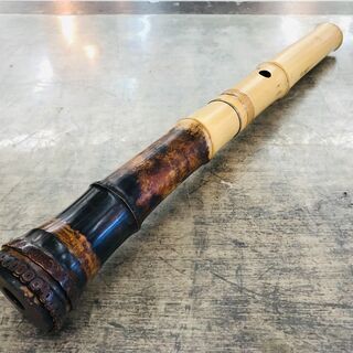 容山作 尺八 45cm 2印 歌口金縁 藤巻き銀三線の画像
