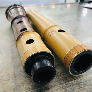 容山作 尺八 45cm 2印 歌口金縁 藤巻き銀三線の画像