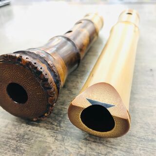 容山作 尺八 45cm 2印 歌口金縁 藤巻き銀三線の画像