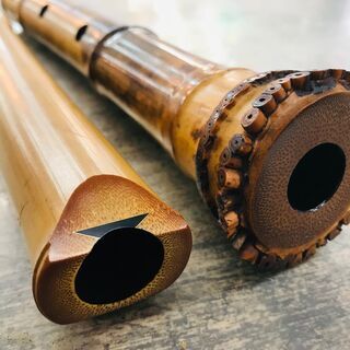 容山作 尺八 70cm 2印 歌口金縁 藤巻き銀三線の画像