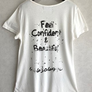 SLY スライ Uネック プリントTシャツ 半袖 M ホワイト 前後プリントの画像