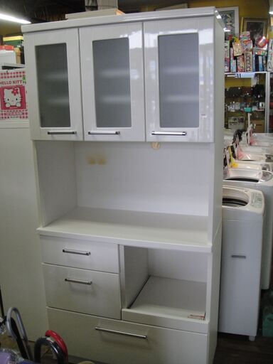 ３ドアキッチンボード　レンジボード　食器棚　キッチン収納　家電ボード　食器収納