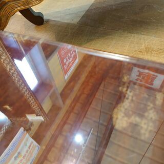 【愛品倶楽部柏店】花梨　一枚板座卓　ガラス天板付き【店舗同時販売中】の画像