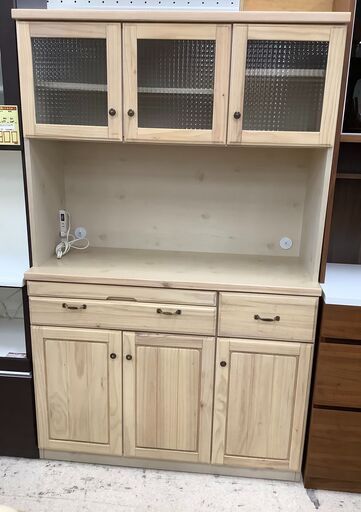 食器棚 レンジボード 木目【ユーズドユーズ名古屋天白店】 J844