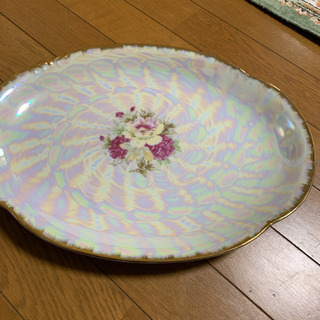 AKITA CHINA ラスター彩 花柄 オーバル 大皿 長期保...