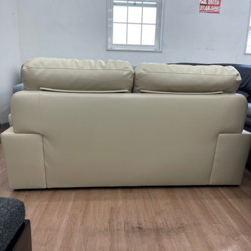 (売り切れ)2人掛けワイドソファ 本革 ニトリ Sステイツ 定価・79,900円 ベージュ色?自社配送時?代引き可?※現金、クレジット