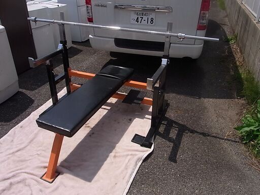 売約済」モリヤ ワイド セーフティ ベンチ&バーベルシャフト：210cm