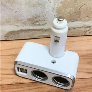 2連シガーソケット分配器 2 USB充電器 車 スマホ 充電器 オーディオケーブル iPhone イヤホン変換アダプター の画像