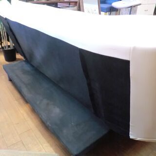 【中古品】ソファベッド　194cm幅　ホワイトの画像