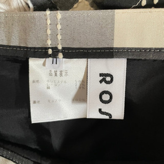 美品！ROSACE 黒半袖チェックツーピース スカート11の画像