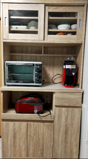 LOWYA 幅90 食器棚　レンジ台　ハイタイプ　コンセント付き