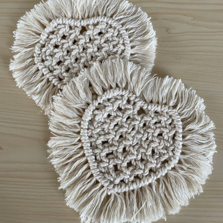 マクラメ　ハート　コースター