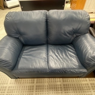 レザー ネイビー 2人掛け ソファ 7/10✨?レザーソファ ソファー 2人掛け ネイビー?✨