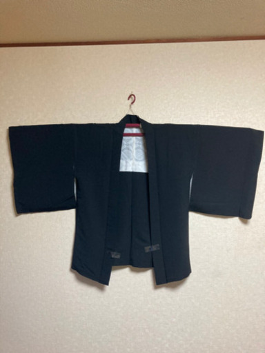 5MKO420  和服 着物  羽織 単品 黒 無地 家紋付き