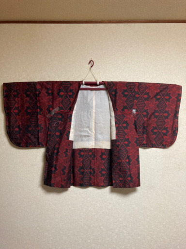 5MKO422  道行コート 和服 着物 赤 袷着物
