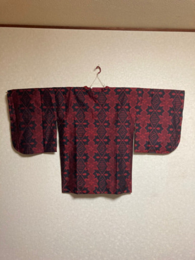 5MKO422  道行コート 和服 着物 赤 袷着物