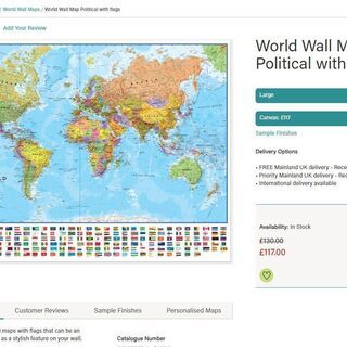 イギリス製 World Map Political with f...