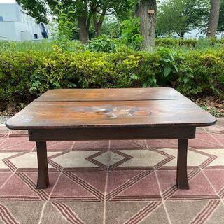 ◎お値下げしました!! 逸品 貴重 昭和レトロ 古い木味 角ちゃぶ台 ローテーブル 作業台 抽斗の画像