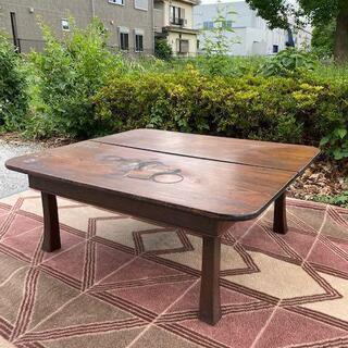 ◎お値下げしました!! 逸品 貴重 昭和レトロ 古い木味 角ちゃぶ台 ローテーブル 作業台 抽斗の画像