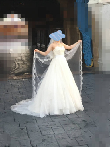 ウエディングドレス　シルクオーガンジー　パニエつき